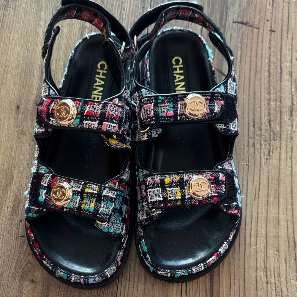Chanel Tweed Sandals